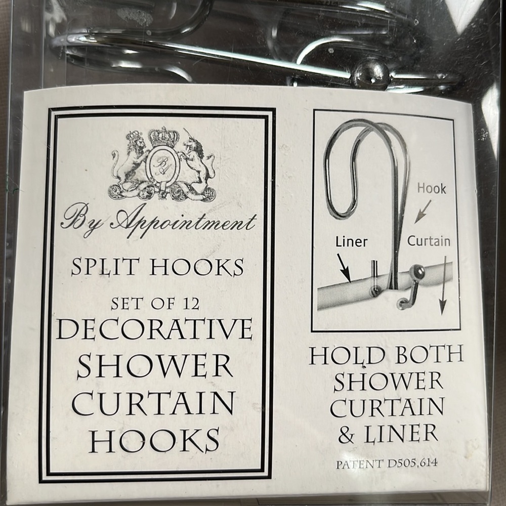 New White Shower Curtain and Hooks - Picture 3 of 5